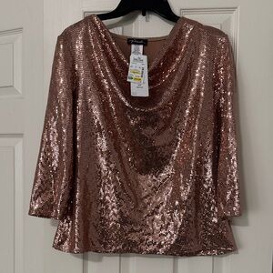 Alfred Dunner Rose Gold Sequin Blouse